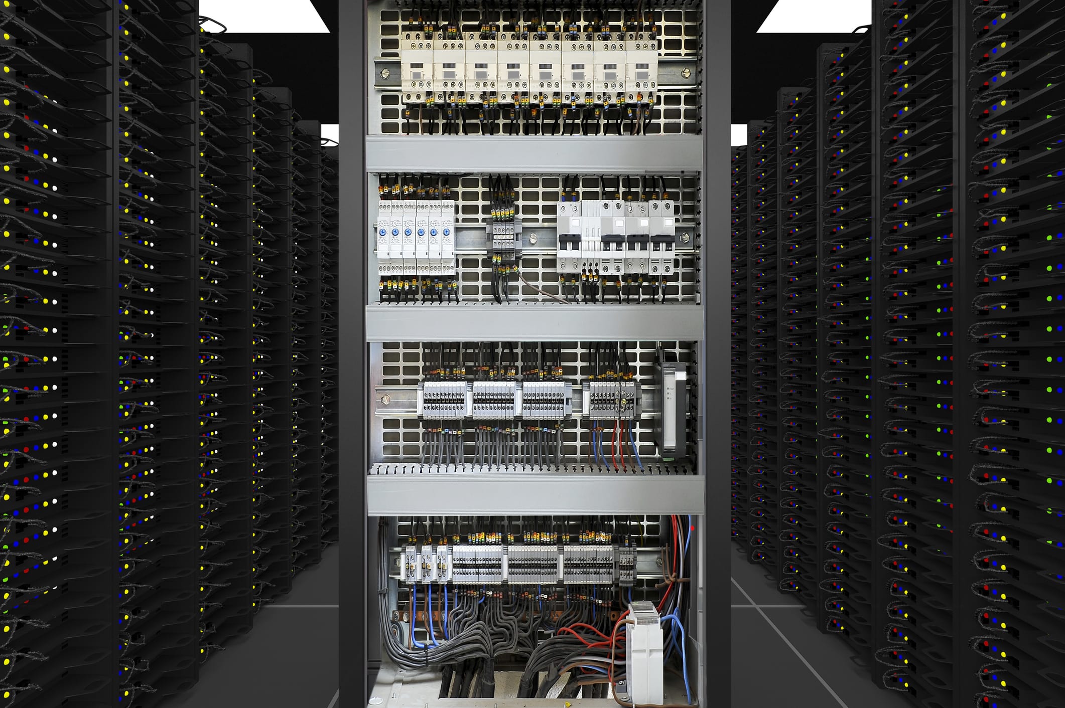 Data center power distribution equipment in a high-density server environment