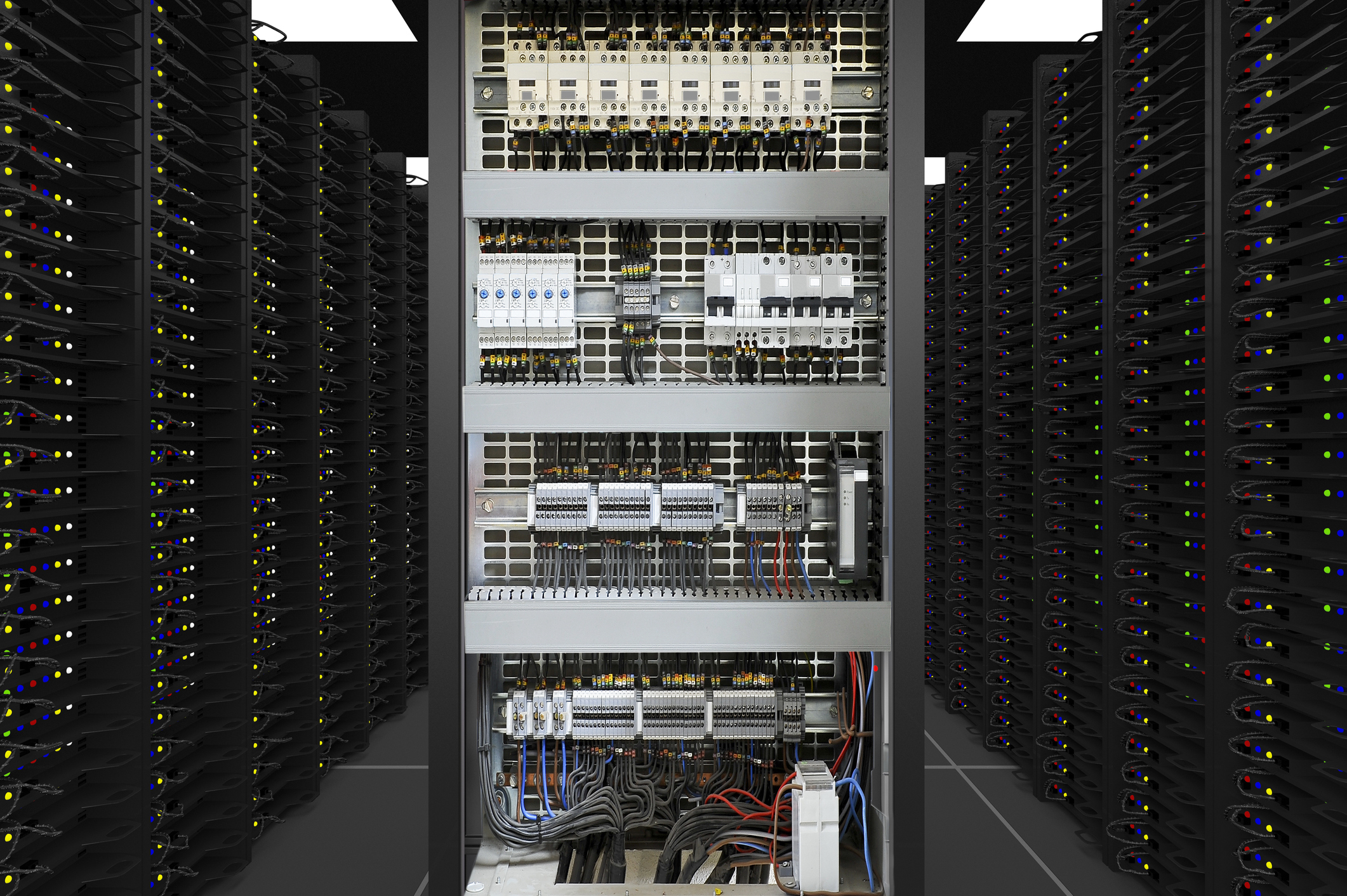 Data center power distribution equipment in a high-density server environment