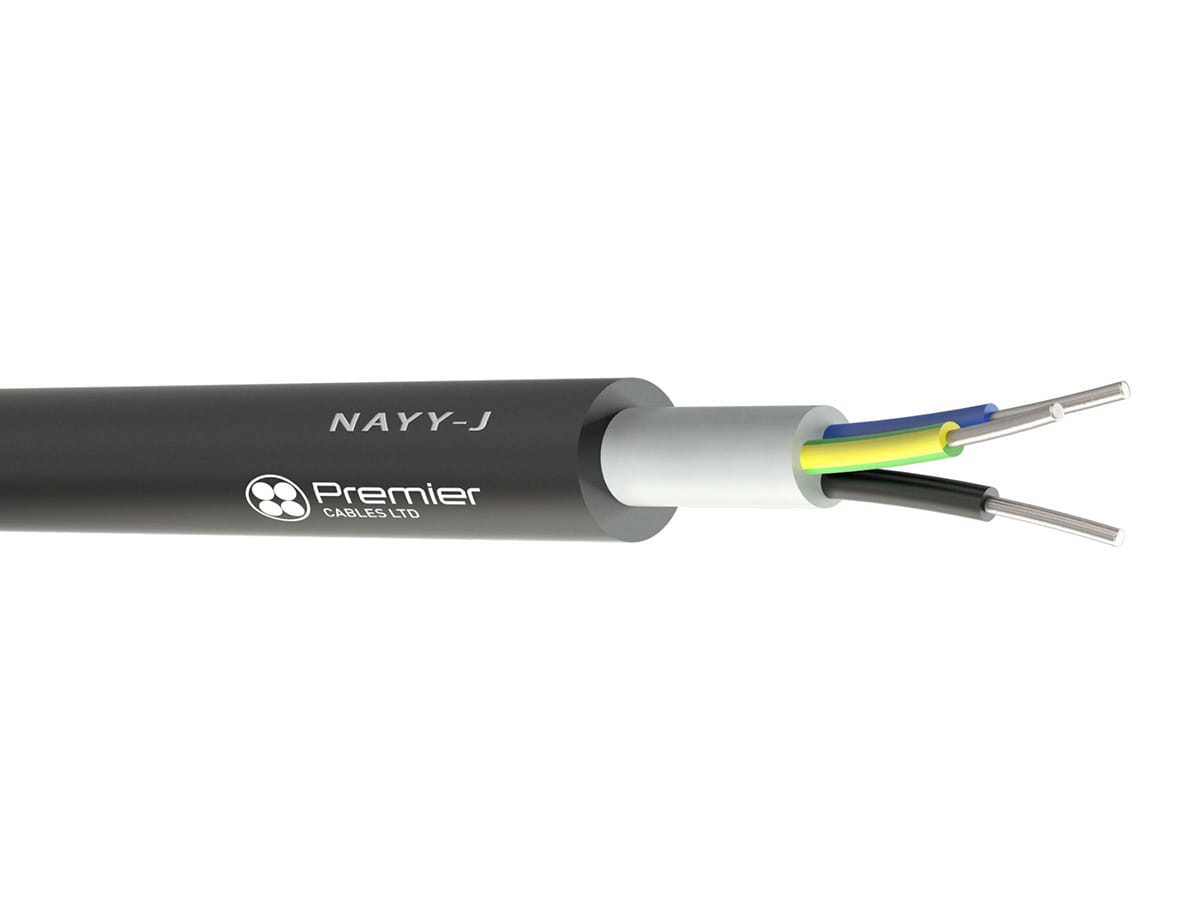 Close up of an NAYY Aluminium Conductor Cable.