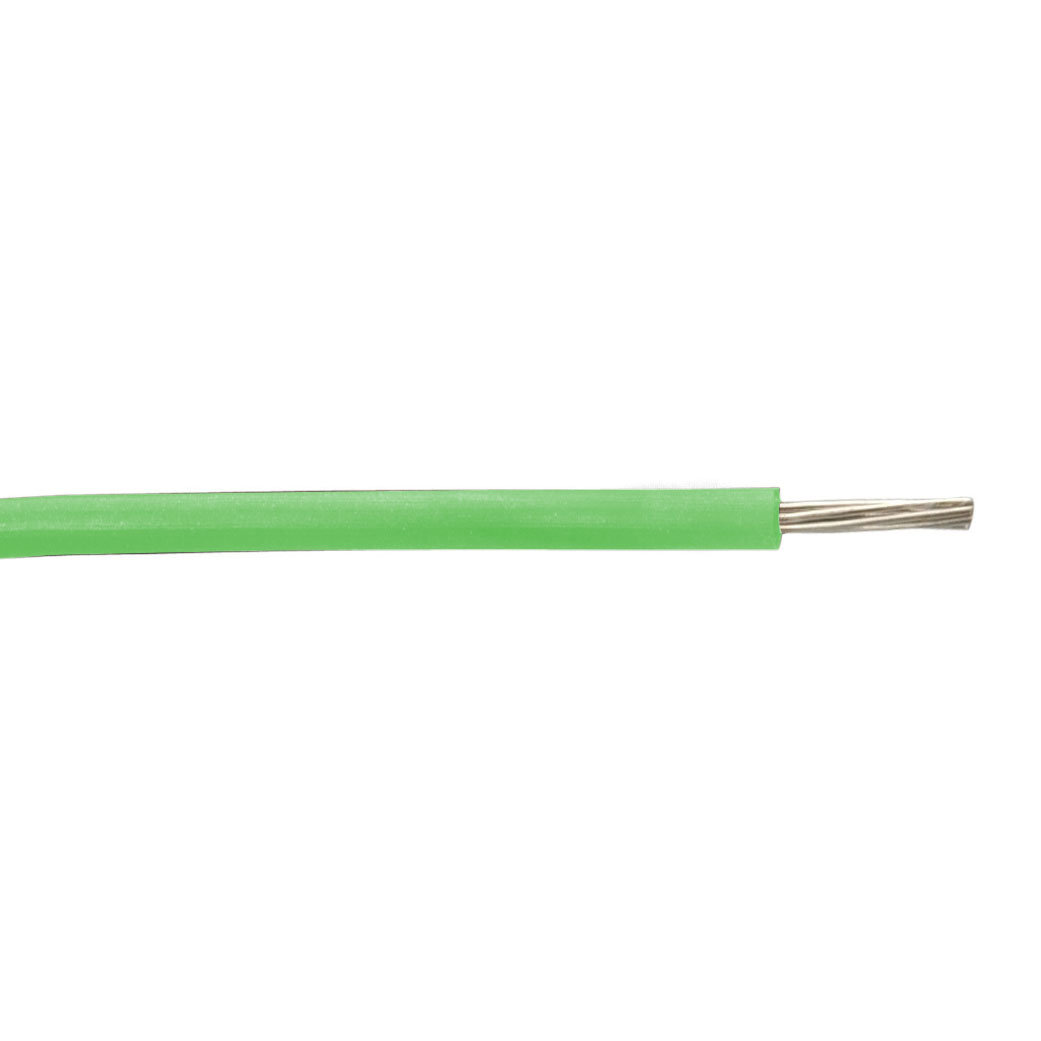 22 AWG, UL 1007 Lead Wire, 7 Strand, 105C, 300V, Tinned copper, PVC, Light green
