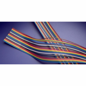 Round Conductor Flat Ribbon Cable, 28 AWG, 20 Conductor, 0.050" Pitch, Rainbow