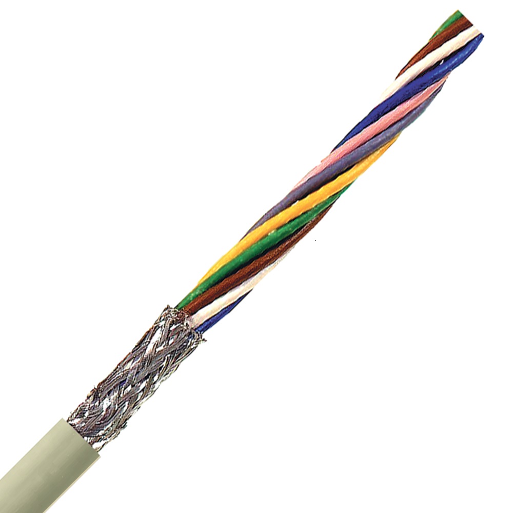 Light-to-Moderate Flex Cable, 26 AWG, Shielded, 3 Conductor, Gray