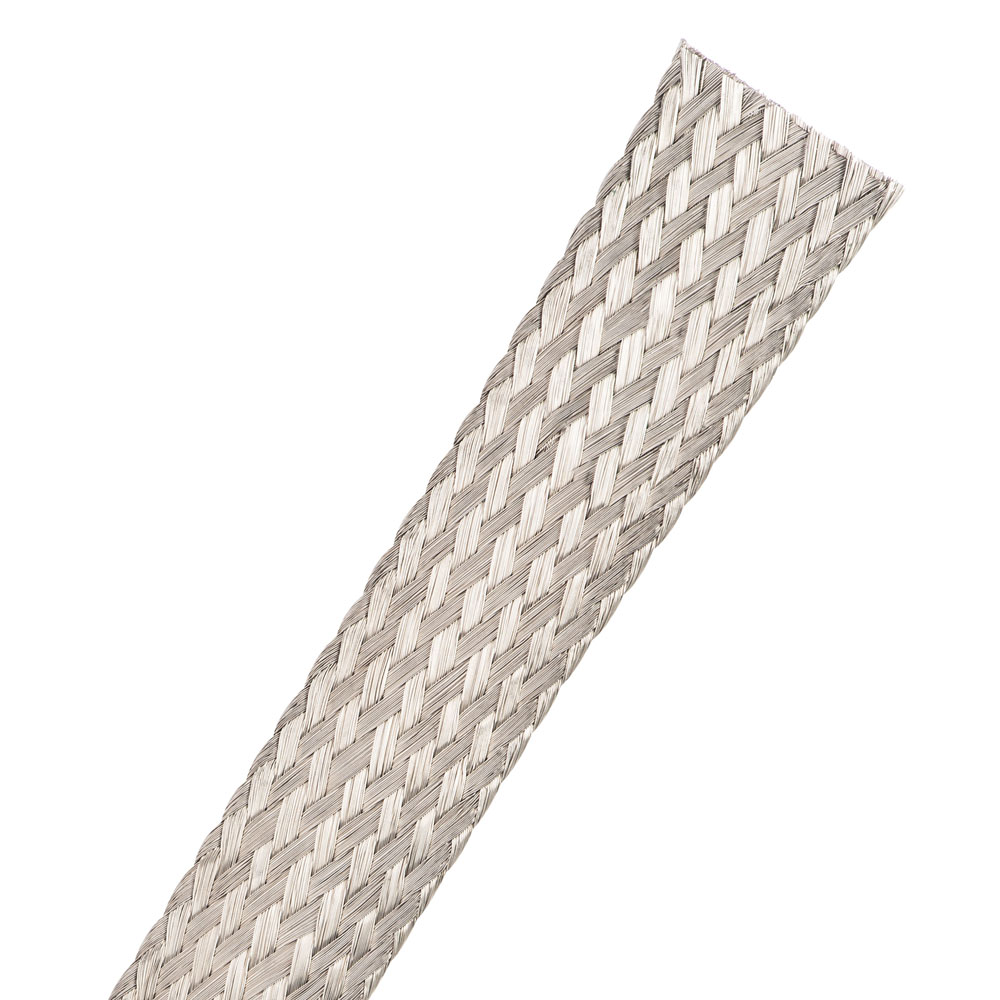 Non-Expandable Sleeve, Uncoated, Braided, Size 0.75", Tinned Copper, Silver