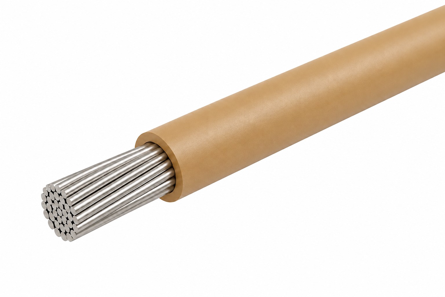 28 AWG, UL 1007 Lead Wire, 7 Strand, 105C, 300V, Tinned copper, PVC, Tan