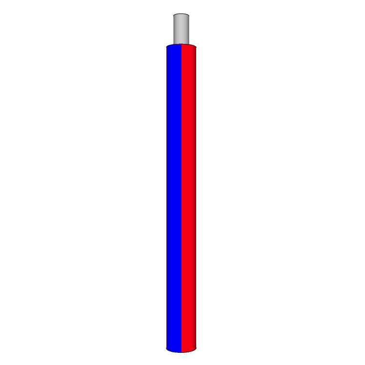 24 AWG, UL 1429 Lead Wire, 19 Strand, 80C, 150V, XLPVC, Blue w/ Red Spiral Stripe