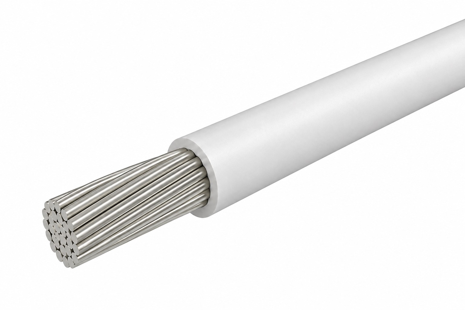 High Temp/High Voltage Silicone Wire, 8 AWG, 15kV, 150C, SILICONE Insulated, White